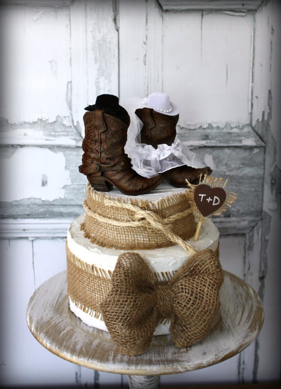 Cowboy boots wedding cake topper-Rustic wedding-Western