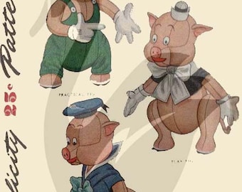 Reproduction Vintage Three Little Pigs Sewing Pattern S7112