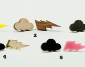 Cloud and Lighting Earrings - Handmade - Laser Cut - Jewelry - Laser Cut Jewelry