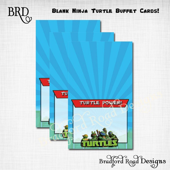 TMNT Teenage Mutant Ninja Turtles Buffet Cards Food Label Tent Cards Ninja Turtle birthday Printable Ninja Turtle Party
