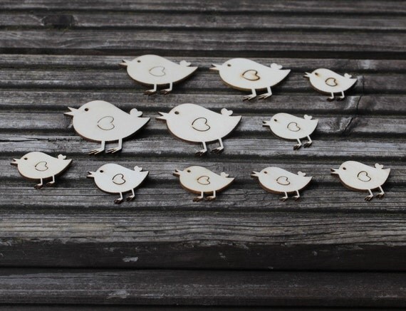 Wooden Bird shapes for embellishing craft projects, card making , scrapbooks and more