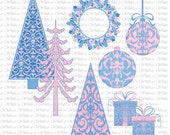 SALE Christmas clip art, Christmas tree digital scrapbooking, clipart ornaments presents pink blue boy girl baby : h1055 3s232437 Il_170x135