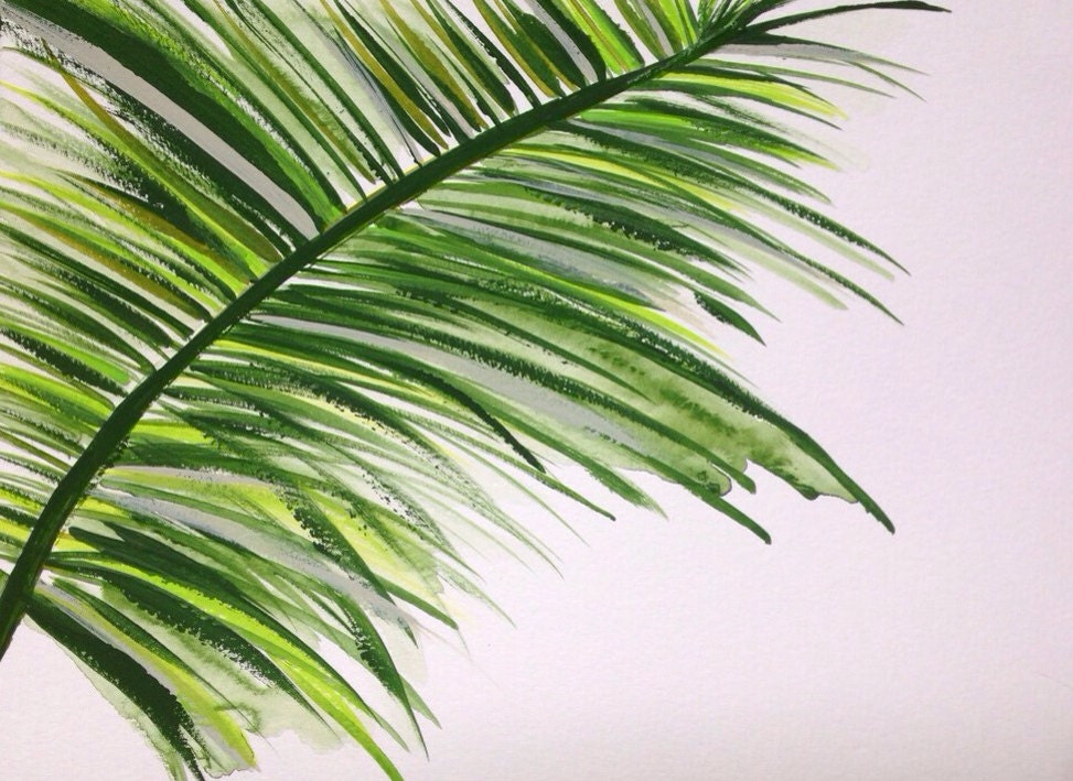 Abstract Palm Tree Leaf Painting 9x12 by JenniferFlanniganart
