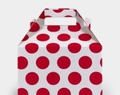 10 Polkadot Gable Box, Red & White, Party Favors, Christmas Party, Food Container, Large tote, Retro, Holiday Party Il_170x135