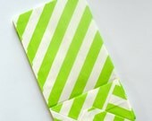 12 Diagonal Stripe SOS Bag, Lime Green and White, Party Supplies, Stand Up Bags, Party favors, Candy bags, Cupcake bags, Bitty Bag Il_170x135