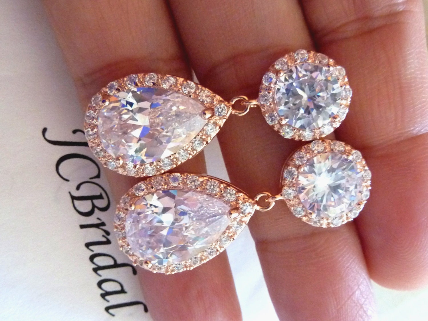 Wedding Bridal Earrings Kim Kardashian Inspired by JCBridalJewelry