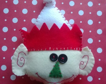 Stuffed Christmas Elf Red Green White Plush Plushie Soft Softie Stuffed Dolll Holiday Holidays Ooak Fairy Troll Gift On a Shelf