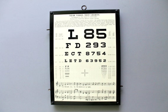 antique optical snellen eye chart 1935 hand held doubled