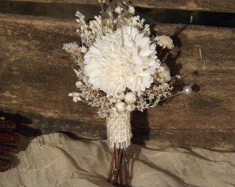 Rustic Woodland Twig Sola Flower Dried Flowers Boutonniere