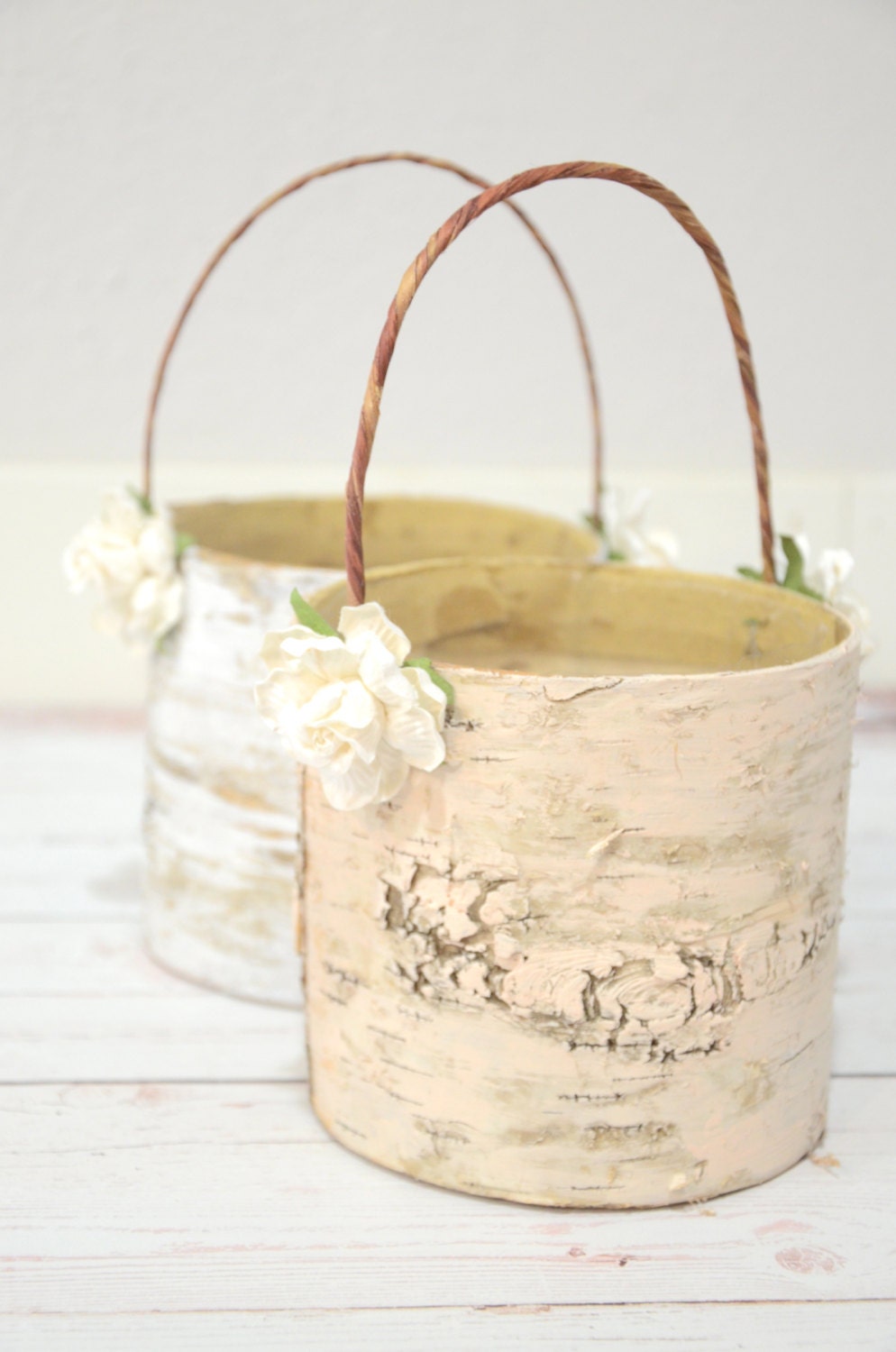 Set of 2 flower girl baskets boho chic