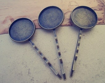 10pcs antique bronze long hair clips/hair pin (tray 23mm)