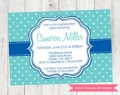 Printable Graduation Party Invitation - Graduation Themed Polka Dot Invite - Colors and Text Customizable Il_170x135