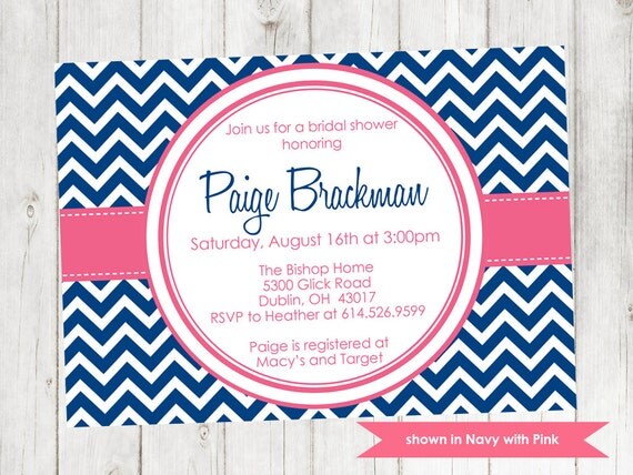Modern Bridal Shower Invitation - Printable Chevron Shower Invite - Colors and Text Customizable Il_570xn