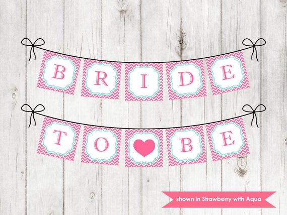 Chevron Bridal Shower Banner - Shower Themed Printable Banner - Colors Customizable Il_570xn
