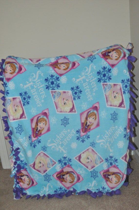 FROZEN Anna Elsa Frozen Blanket Double Layered Hand by CraftyMom75