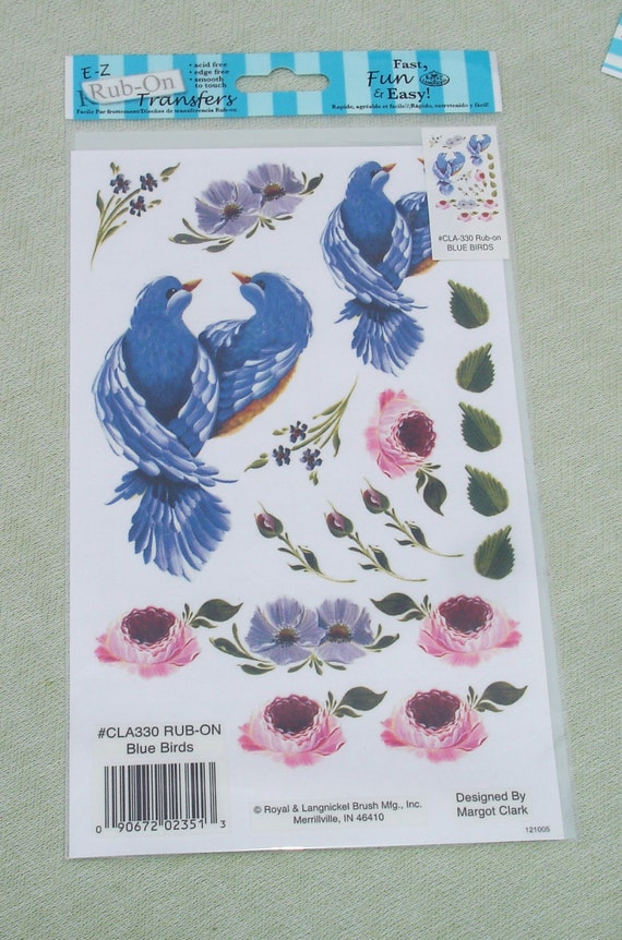 Royal and Langnickel Blue Birds Full Color EZ Rub On
