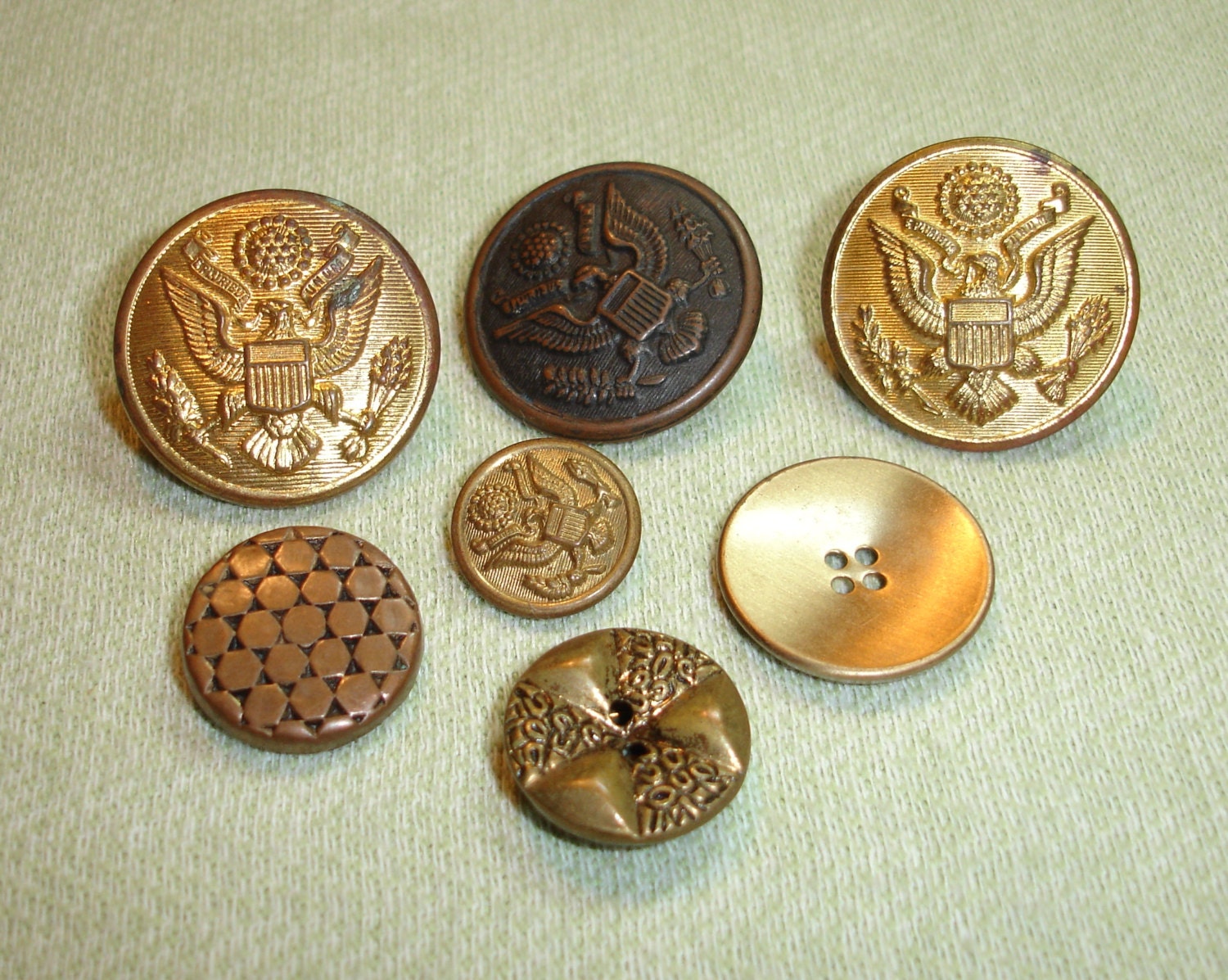 Vintage Military Buttons Eagle Buttons 7 by HarmoneesCreations