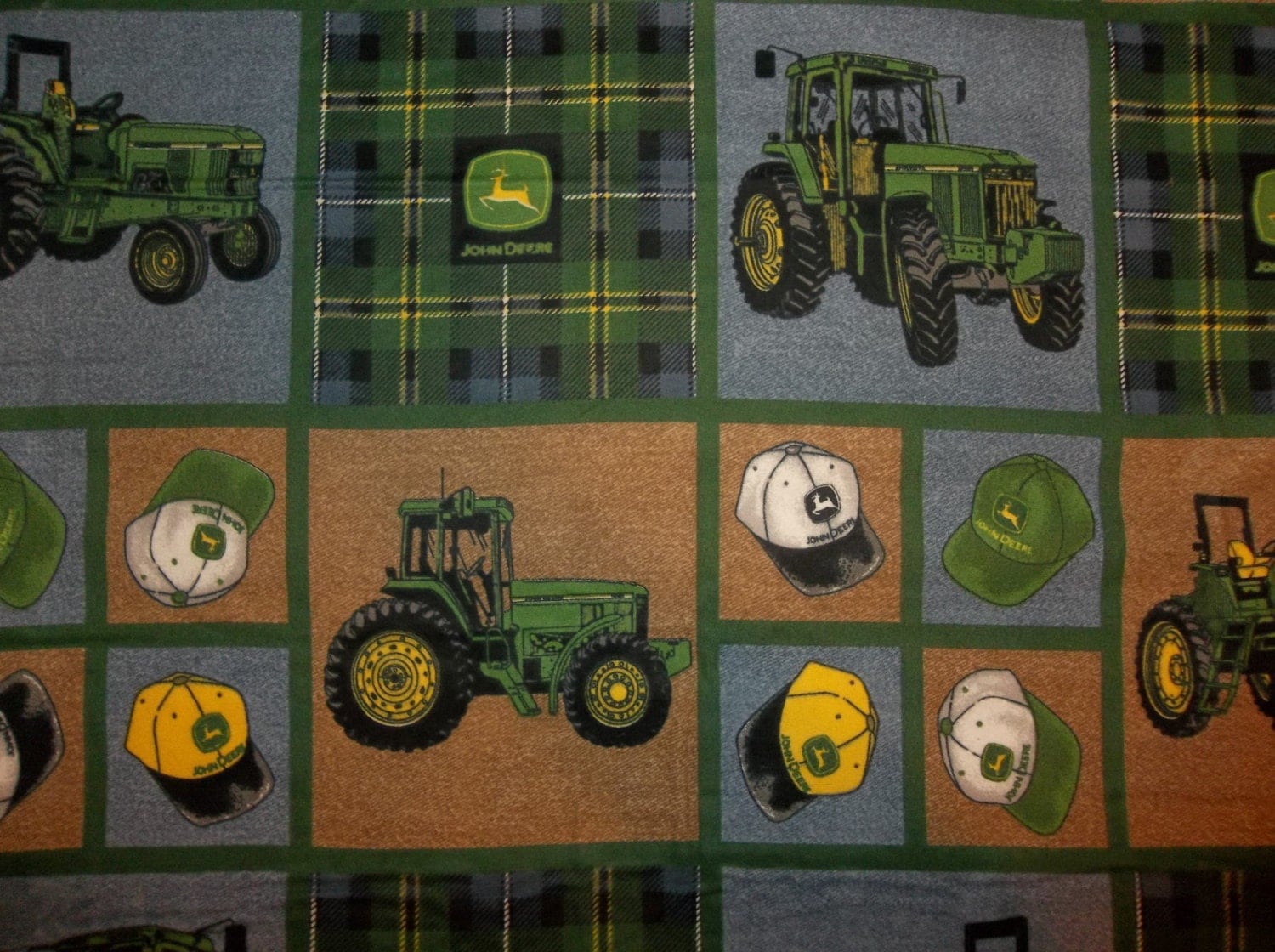 John Deere Hats and Tractors Flannel Fabric Out Of Print Hard
