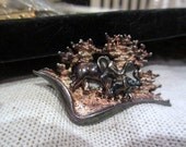 Sterling Silver Elephant Brooch Vintage Jewelry