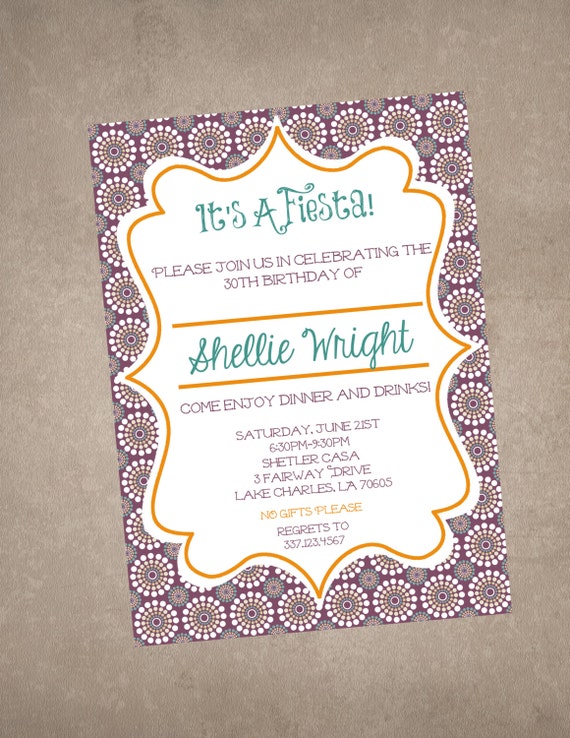 30th fiesta birthday/baby shower invite-Print your own Il_570xn