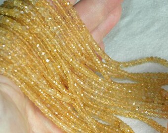 Honey Citrine Beads 6" Strand 3.5mm Rondelle Yellow Semiprecious Faceted Gemstone Beads Take 10% Off Bridal Citrine Jewelry Craft Supplies