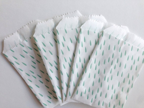 Set paper montreal pattern in 20 teardrop Paper of Bags, bags Mini kraft Mint