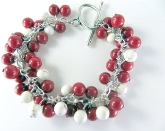 Clearance - Red and white cha cha bracelet (7")
