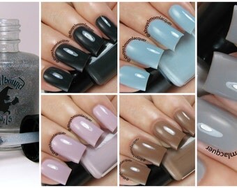 FULL SIZE The Neutrals with free holographic topper - custom handcrafted neutral colored creme nail polish collection