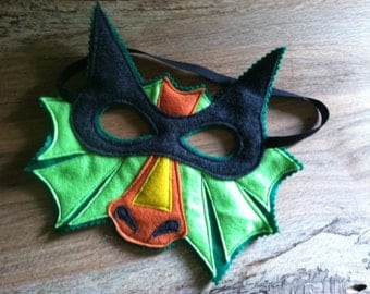 DRAGON Mask,Wings, and Tail Play Set, Dragon Costume, Kid Costume, Felt Animal Mask and Tail