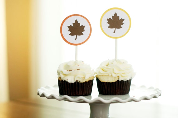 Thanksgiving Leaf Cupcake Toppers Il_570xn