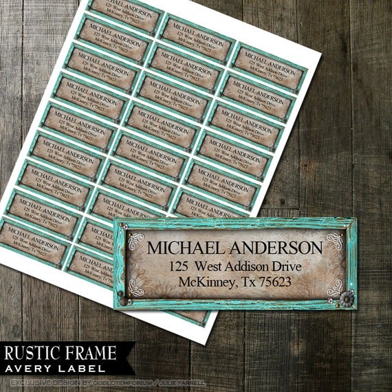 Rustic Turquoise Frame Address Labels DIY Avery Labels for