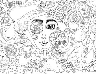 PDF file. Black and white art. Beautiful Colouring page. Colour therapy.