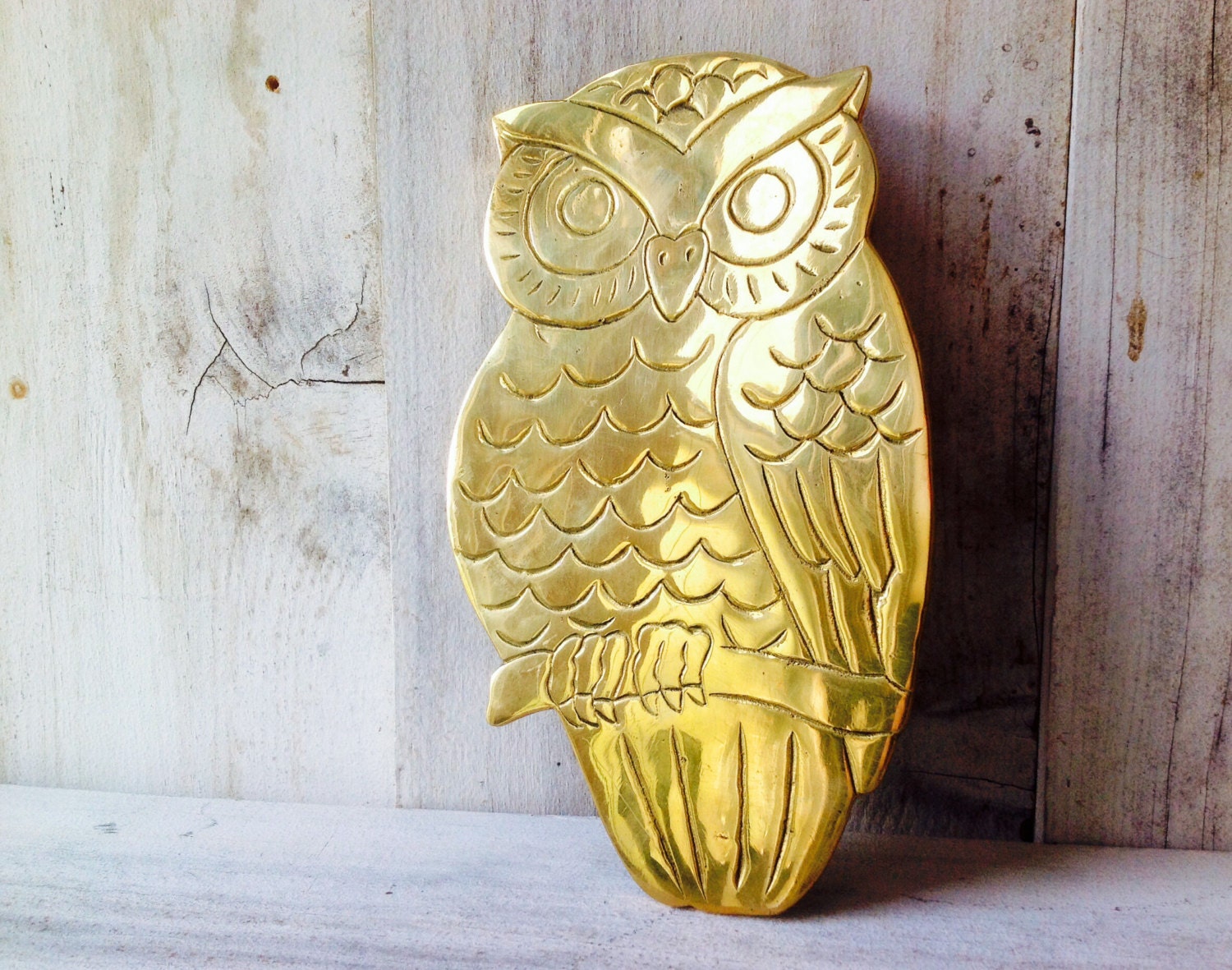 Vintage Brass Owl Trivet Owl Solid Brass Hot Plate Haute Juice