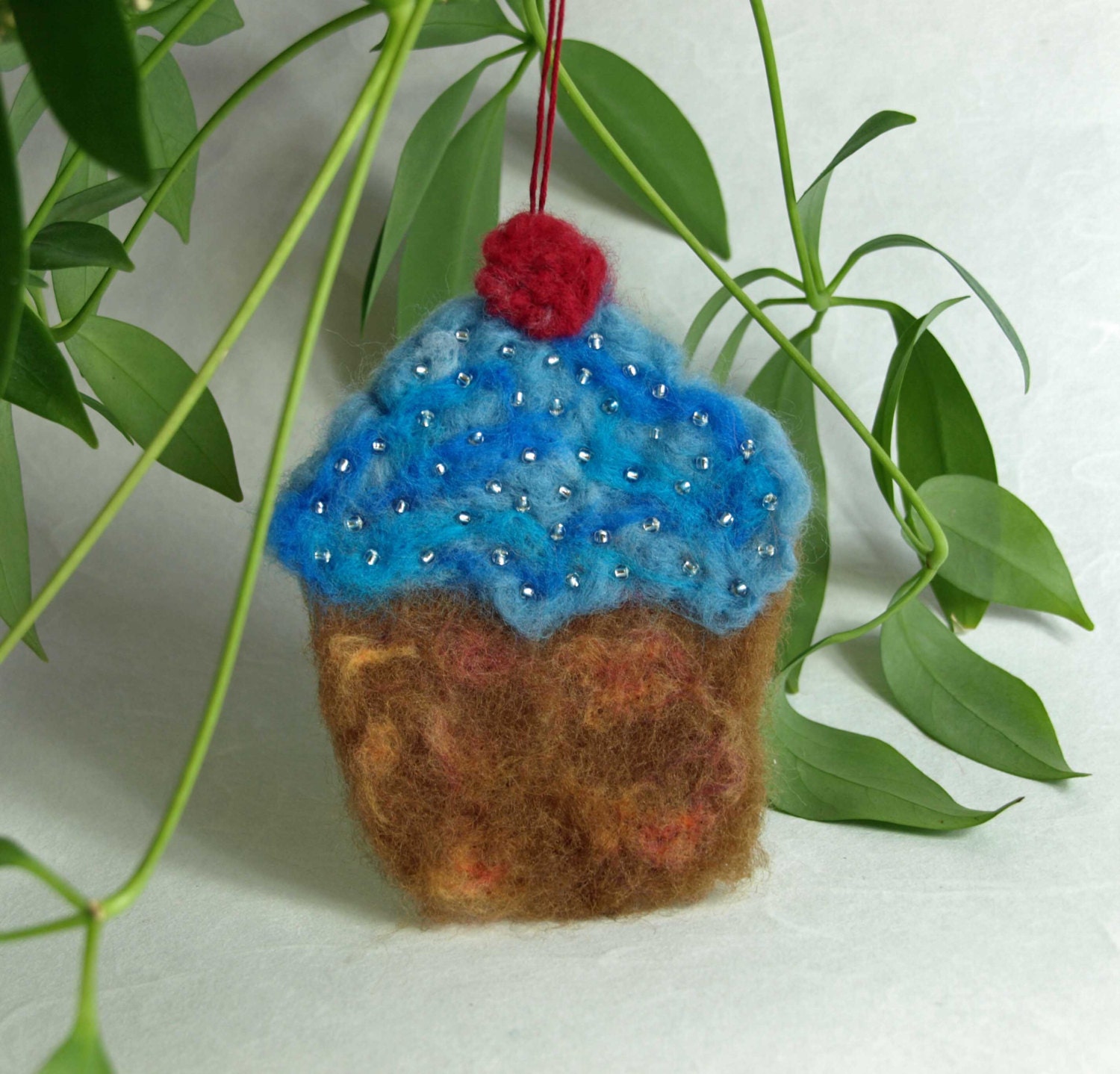 Cupcake with Sprinkles by Gina Caldwell// Felted Ornament