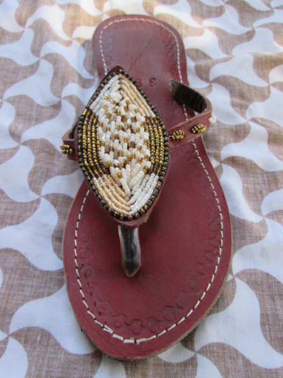 leather beaded sandals
