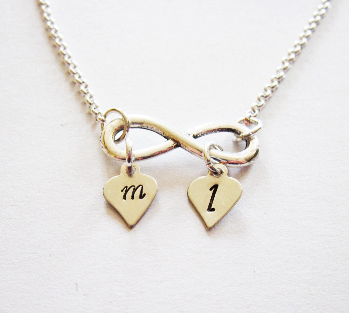 Personalized Infinity Necklace Initial Necklace Silver