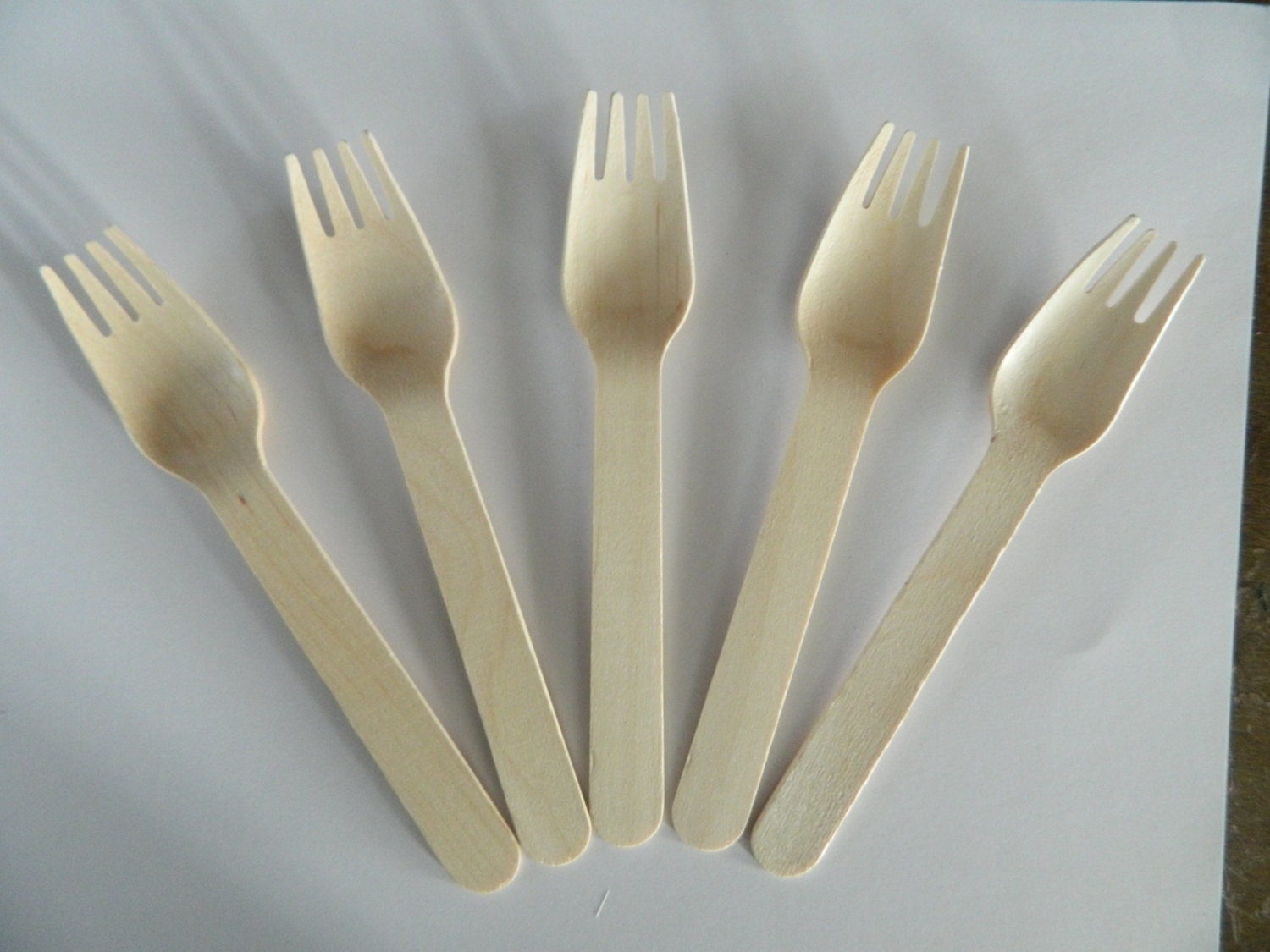 Set of 10 Wooden Forks All Natural Birch Cultery Earth