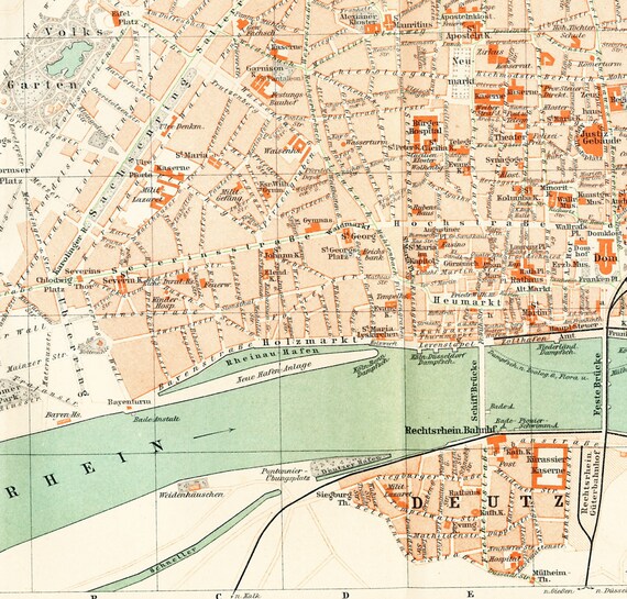 Cologne city map Cologne city plan Rhine map Deutz map