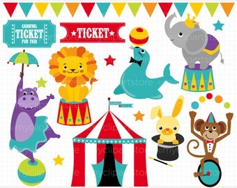 Clipart - Circus Animals / Carnival / Big Top - Digital Clip Art (Instant Download)