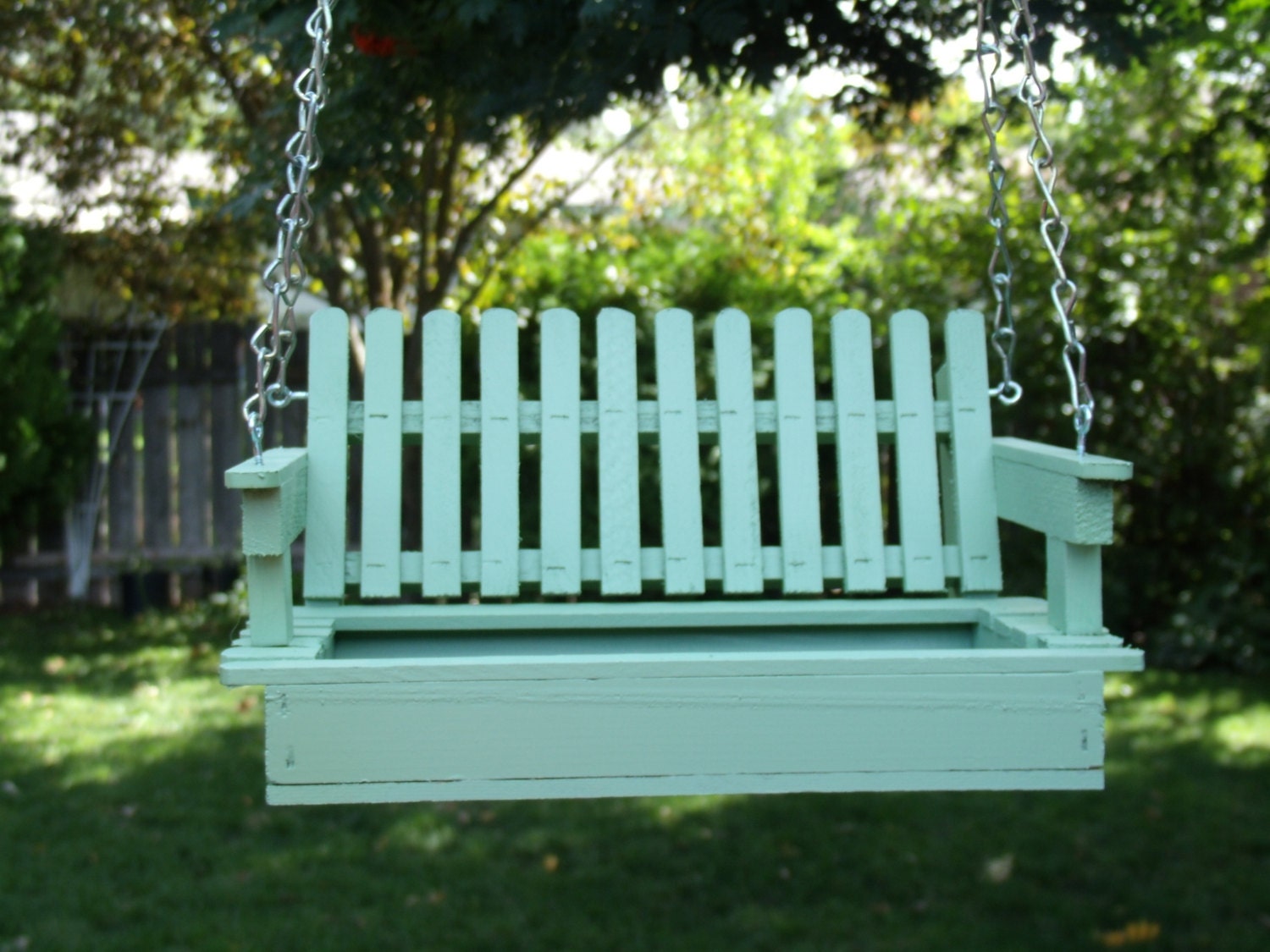 Soft Green Porch Swing Bird Feeder.
