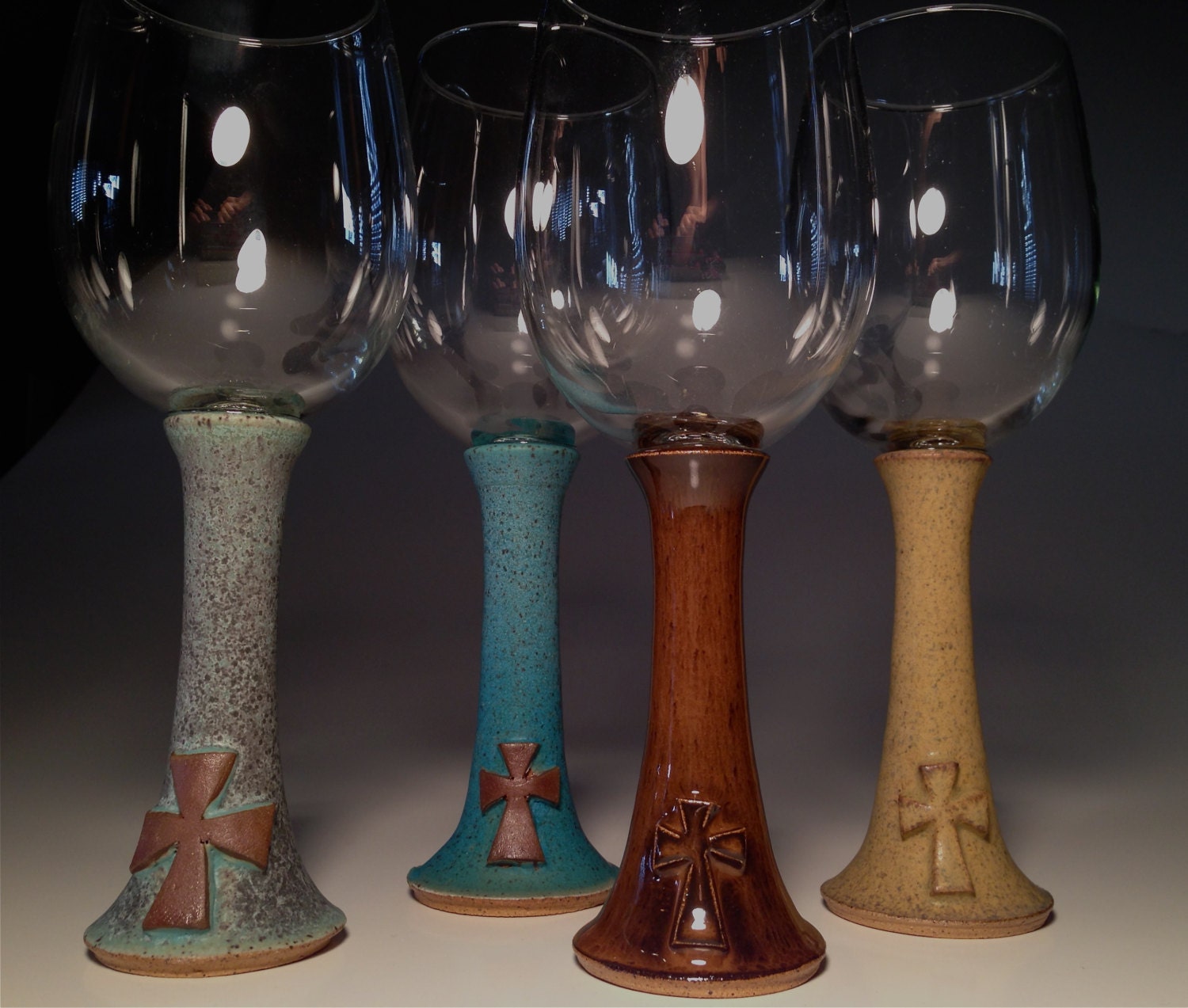Wine Glass Pottery Handmade Goblet Set Two by Potterybydaina