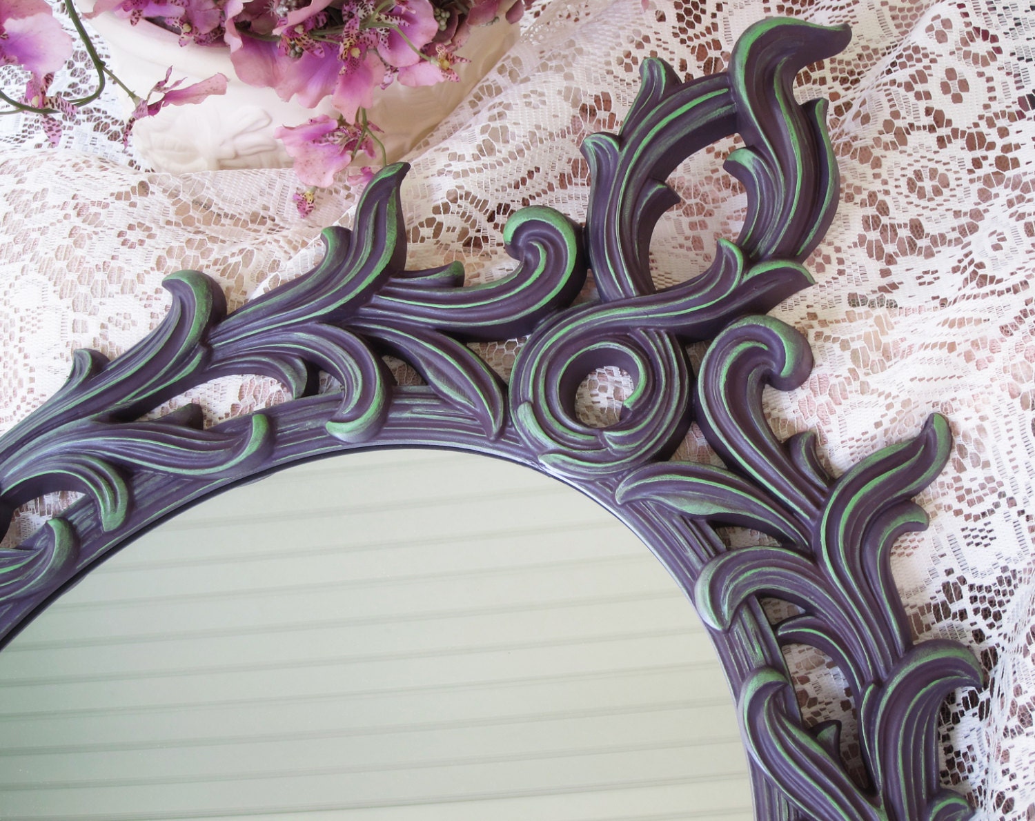 Gothic Wall Mirror Purple Mirror Vintage Wall Mirror