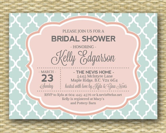 Mint And Coral Bridal Shower Invitations 3