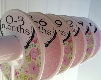 6 Baby Closet Dividers Pink Green Flower Closet Dividers Girl Closet Organizers Baby Girl Nursery Baby Shower Gift w105