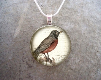 Robin Jewelry - Glass Pendant Necklace - Victorian Bird 4