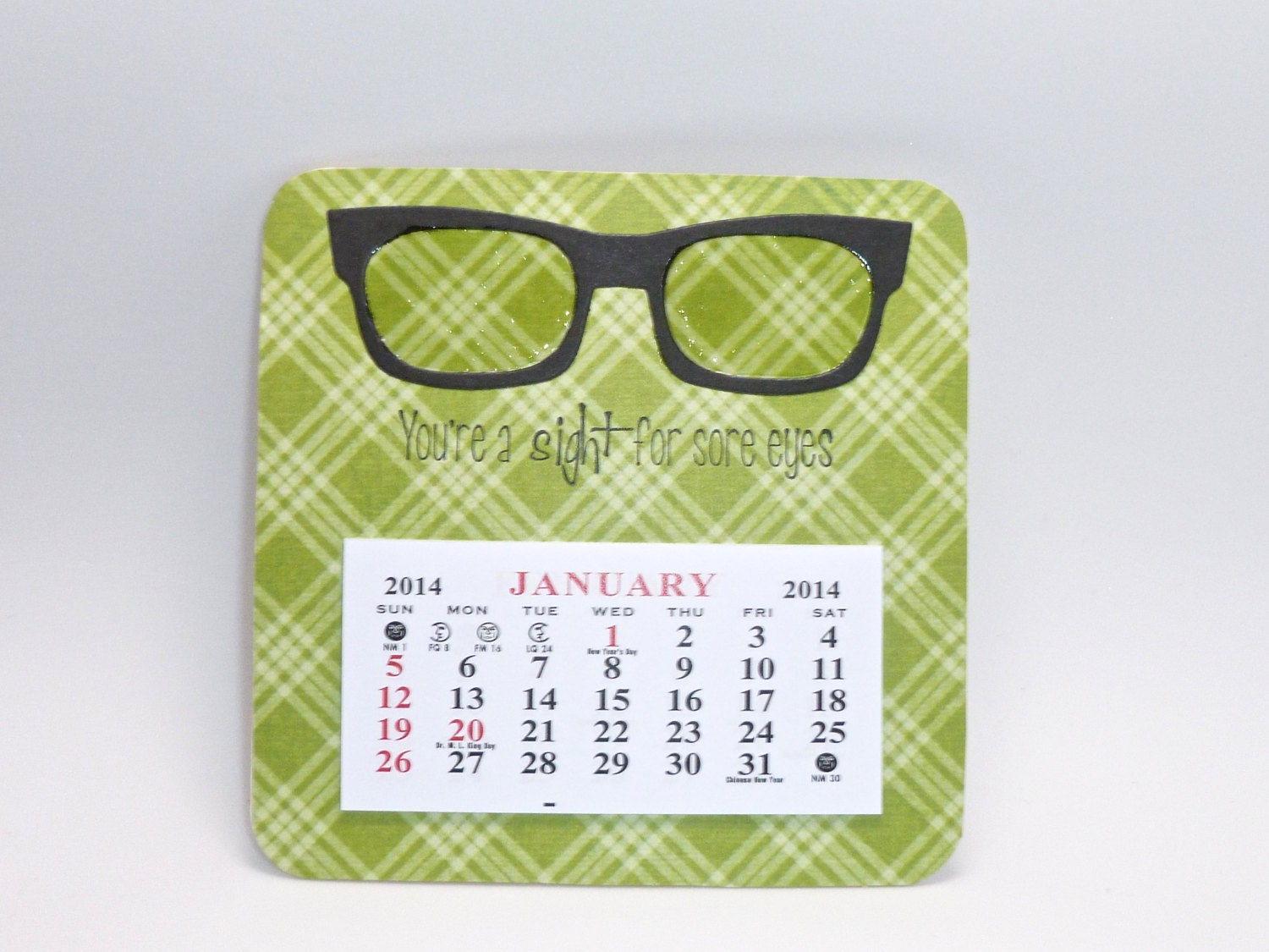 Geekery Calendar Hipster 2014 Mini Calendar Nerdy Glasses