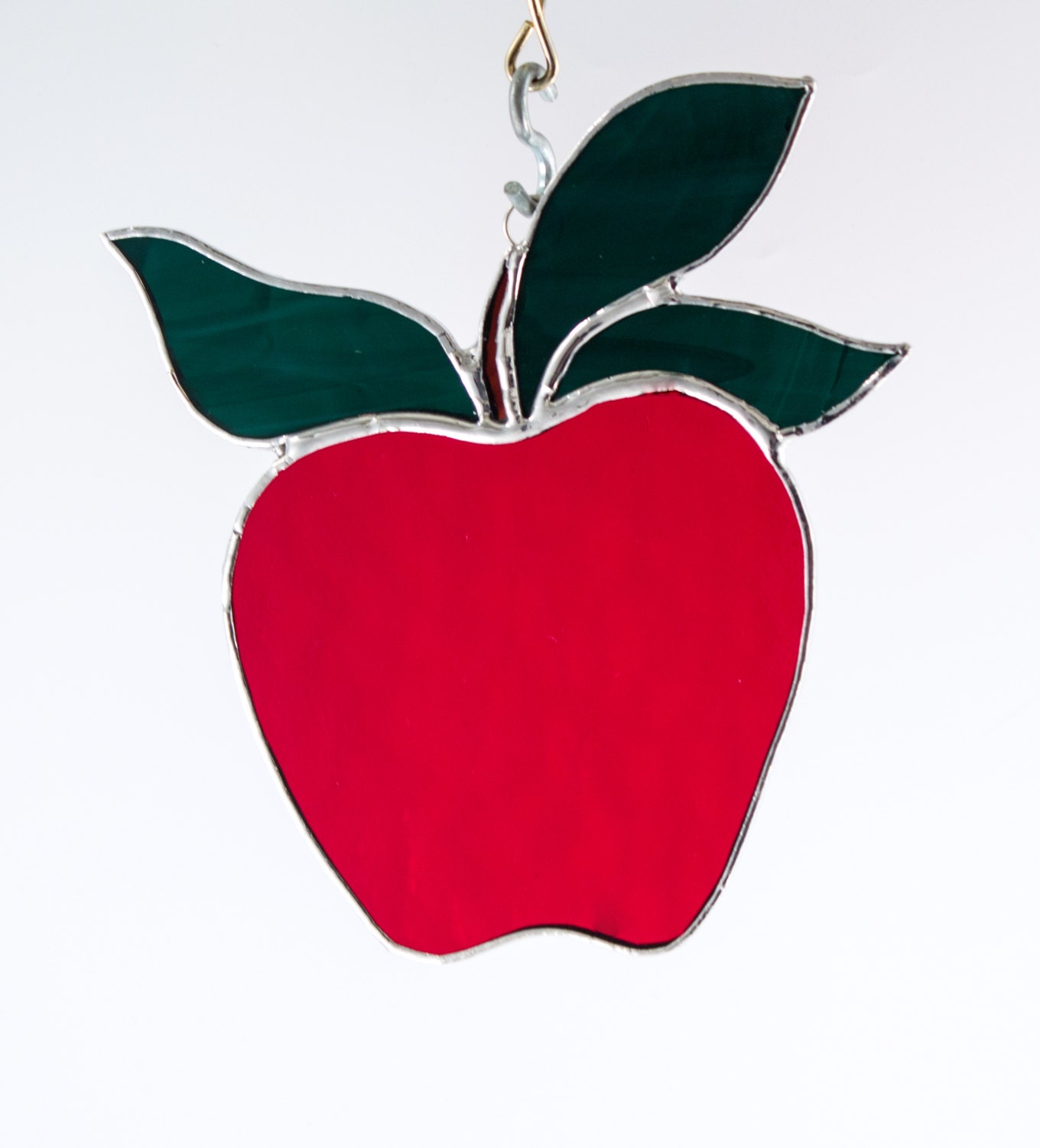 Red Apple Stained Glass Suncatcher Window Ornament Teacher