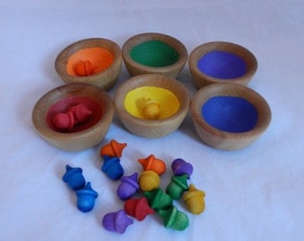 CLEARANCE SALE!!! Colorful Wooden Stacking Bowls - Choose Your Own Sorting Items