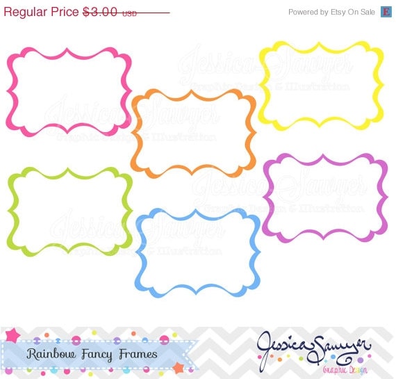 50% OFF - INSTANT DOWNLOAD, rainbow fancy labels, digital frames, for commercial use, personal use Il_570xn