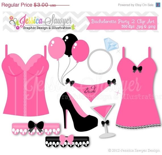 50% OFF - INSTANT DOWNLOAD, Bachelorette Party Clip Art - bridal shower clip art - lingerie Clip art - commercial use - card making Il_570xn